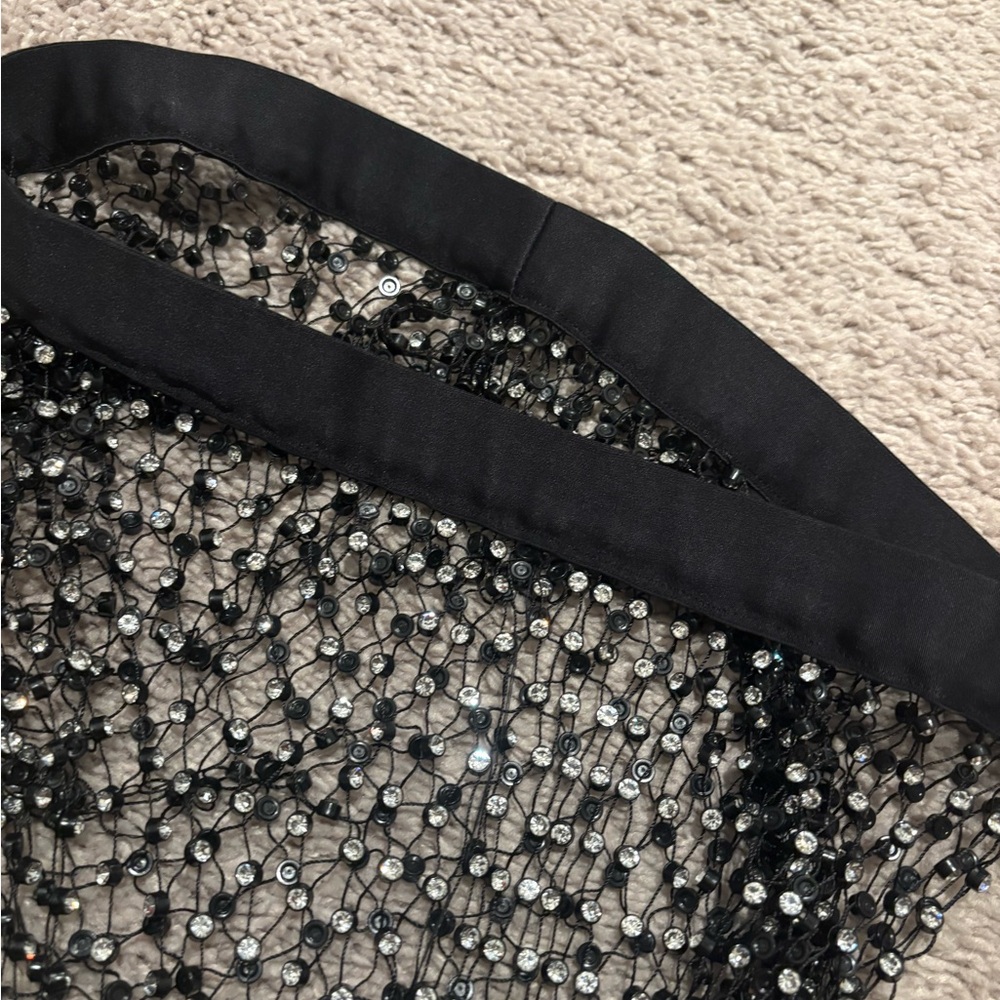 Black Beaded Crochet Swim Coverup - Unbranded